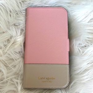 iPhone 12/13 Pro Max Kate Spade Pink Tan Folio Case